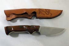 Vtg Custom Studio Handmade Skinning Fixed Blade Knife Wood Grip 3.5 inch Blade picture