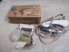 VINTAGE GENERAL ELECTRIC TRAVEL IRON, # F39, COMPLETE WITH BOX & INSTRUCTIONS. picture