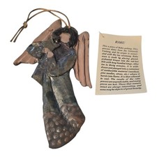 Honora Bird Raku Pottery Christmas Angel Holding A Star Ornament picture