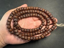Vintage 108 Bodhi Seed Mala Necklace • 11mm Prayer Beads • Natural Patina Bodhi picture
