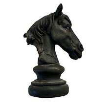 Vintage Black 7 Inch Wooden Horse Head Sculpture Western Americana Rodeo Cowboy  picture