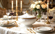 Rare Diplomatic Limoges Porcelain Tureen Cobalt &Gold Saudi Arabia Emblem picture