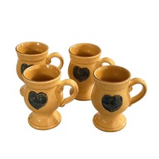 Vintage Pfaltzgraff America Collection Mugs Set 4 Heart Folk Art USA picture