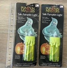 2 VTG 1999 Pumpkin Masters Safe Flashing Battery Candle JOL Light Kmart Tag NEW picture