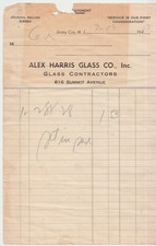 1950 Alex Harris Glass Co 616 Summit Ave Jersey City NJ Billhead picture