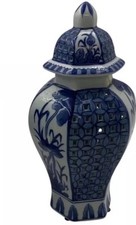 Stunning Vintage Dechang Pierced Ceramic Chinoiserie Blue/White Ginger Jar W/lid picture