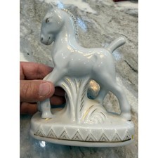 Vintage Goldcastle Japan Porcelain Horse Planter White Gold Gilt Ceramic Figure picture