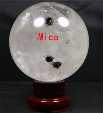 102mm 3.4lb  NATURAL WHITE CLEAR QUARTZ CRYSTAL WITH TOURMALINE SPHERE BALL picture