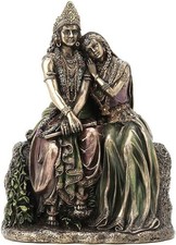 Cold Cast Bronze Radha Leaning on Krishna Divine spiritual Statue Hindu God Idol picture