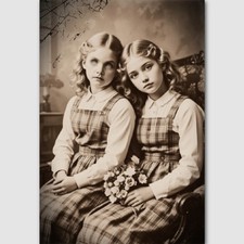 Print Sisters Photo Post Mortem Child Victorian 4 by 6 Photograph Children 73 picture