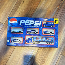 Pepsi Die Cast Metal Car Gift Set Golden Wheel Vintage 6-pack picture