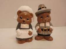 Thanksgiving Pilgrim Bears Fall Autumn Set of 2 picture