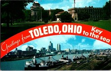 Vintage Toledo Ohio Postcard Civic Center & Skyline Key to the Sea picture