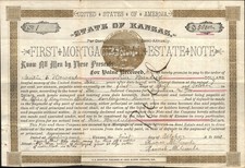 1890 BURLINGAME, KANSAS antique legal document FIRST MORTGAGE REAL ESTATE NOTE picture