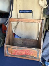 Vintage Pepsi Wooden 6 Glass Bottle Carrier Old Pepsi Cola Wood Display Crate picture