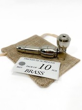 Collectible metal smoking pipe / Nickel-plated/ In A Burlap Pouch picture