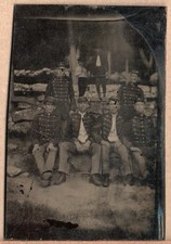 RARE 1887 USA MILITARY TINTYPE NAMED MAN DRUM & FIFE CORPS, ELIZABETH NEW JERSEY picture