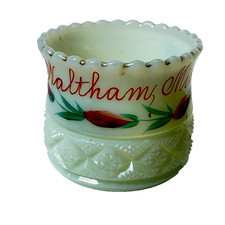 WALTHAM MN MINNESOTA Uranium Antique Custard Glass Souvenir TRINKET CUP picture