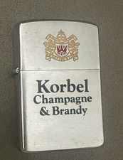 VINTAGE Zippo Lighter KORBEL BROS. CHAMPAGNE & BRANDY Sonoma County Ca.  winery picture