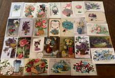 Lot of 25~ Flowers in Baskets & Vases ~Vintage Antique Greetings~Postcards~s710 picture