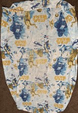 Vintage STAR WARS Sheet 1977 Twin Fitted Bottom Sheet Thin Fabric Repurpose READ picture