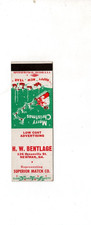 Vintage Matchcover  H W Bentlage Newman , GA picture