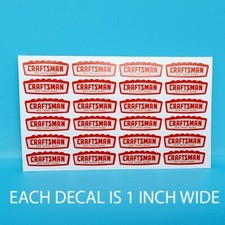 1 INCH WIDE 1960's CRAFTSMAN TOOLS DECALS, Vinyl STICKERS, Sheet of 24 picture