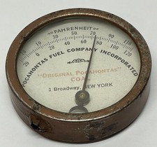 Antique POCAHONTAS FUEL COMPANY COAL Thermometer NEW YORK Glass Metal Frame RARE picture
