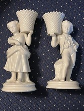 Belleek Pottery - Victorian Boy and Girl with hoisted baskets picture