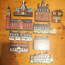 Brandywine Woodcrafts Signed Williamsburg VA Building Wooden plaques Lot of 9 picture