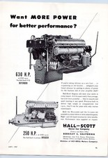 Hall-Scott Defender V-12 Invader Marine Boat Engine Berkeley CA 1947 Print Ad picture
