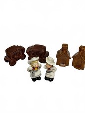 Vintage Mid Century Western Salt & Pepper Shaker Lot - Cowboy, Stagecoach, Cabin picture