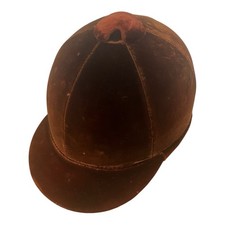 Vintage 1960s Faulkner’s Kansas City Youth Equestrian Hunt Riding Velvet Helmet picture