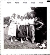 Vintage 1953 Family Picnic Photo Mondi Summer Day Black & White Snapshot picture