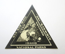 Vintage National Parks Airways Luggage Label Utah Idaho Montana Air Mail NPA picture