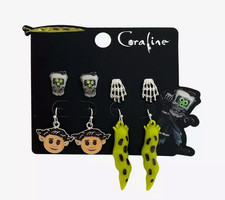 CORALINE Wybie Earring Set Of 4 Pairs NEW ON CARD picture