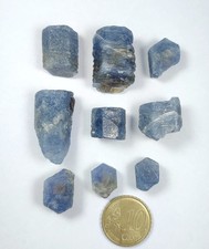 61-gm Natural Slightly Fluorescent Sapphire Crystals (9 Pcs) Lot - Afghanistan. picture