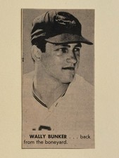 Wally Bunker Baltimore Orioles 1968 Sporting News Baseball 2X4 Panel picture