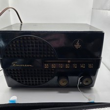 1950 Emerson Model 652 Black Bakelite AM Tube Radio Tested Working Vintage picture