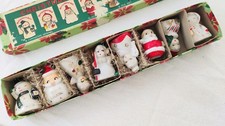 Vtg Commodore Japan 8pc Porcelain Christmas Place Card Holders W/ Box #3010 picture