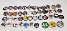 Retro 80s 90s Pinback Buttons Lot 46 Atari Nintendo Pac-Man TMNT Music TV Icons picture