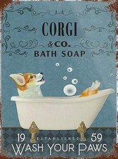 LGYTAOO Corgi Painting Canvas Wall Art Living Room Posters Corgi Co. Bath Soap W picture