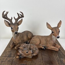 Vintage Homco Deer Family 1984/5 Buck Doe Fawn Man Cave Cabin Decor USA Rustic picture