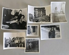 Vintage WW2 Snapshot Military Couple Eifel Tower Aviation Landmarks  picture