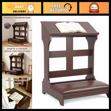 Wooden Prayer Kneeler Bench with Padded Cushion, Kneeling Stool & Table for Wors picture