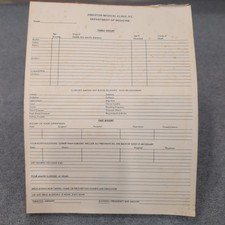 Vtg Medical Patient History Form Pad Anniston, AL Clinic PC Dept of Medicine picture