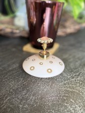 Vtg DeVilbiss 750-49 Perfume Atomizer Mid Century Frosted Gold Coin Dot Jewel picture