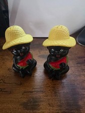 Vintage Mid-Century Black Americana Boys with Watermelon Salt and Pepper Shakers picture