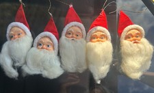 Vintage Mid Century Santa Rubber Face Head Ornaments picture