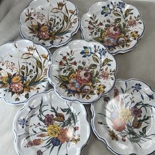 Set of 6 Melamine Scalloped Edge Floral Wall Plate Lami Italy Jay Willfred Sadek picture